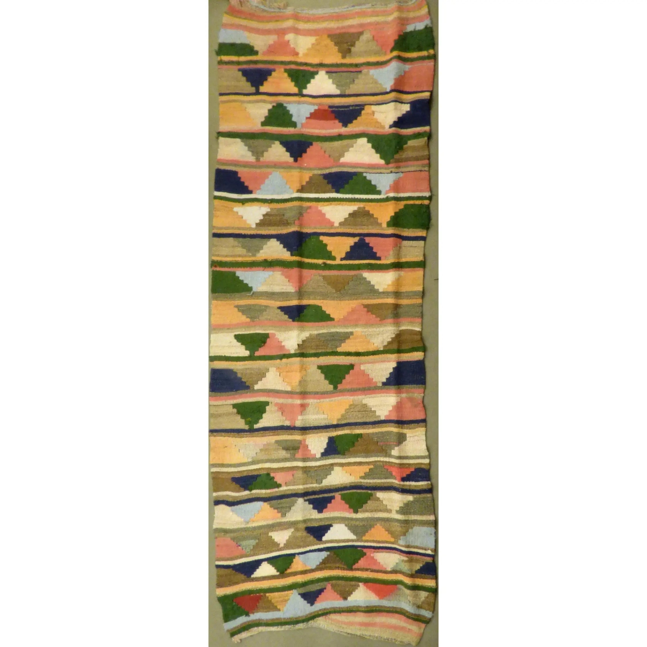 One Of The Kind Authentic Hand-Knotted Sanandaj Vintage Kilim 9'8" X 3'10"